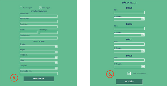 Diákok regisztrálása